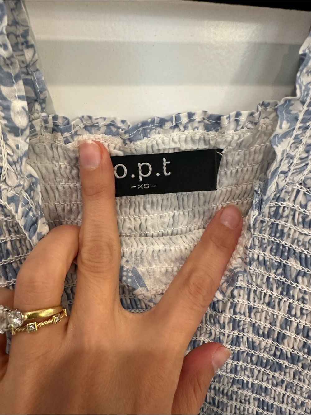 OPT Smocked Square Neck Midi Dress in Light Blue Paisley - Picture 2 of 3